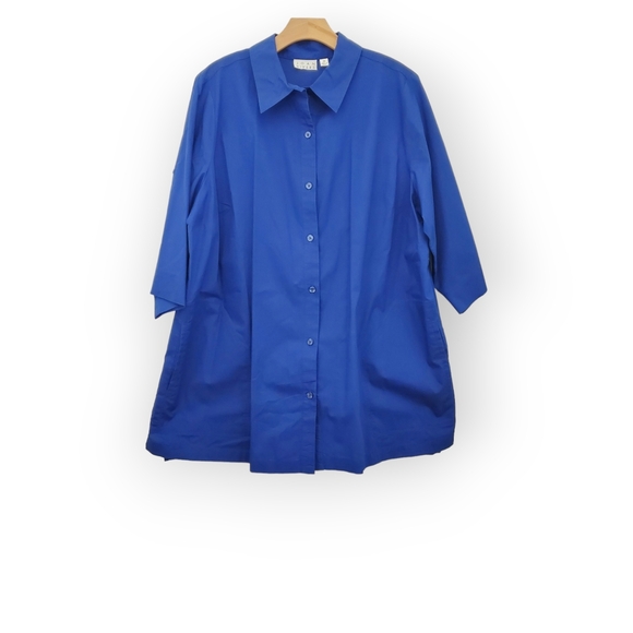 Joan Rivers Women's 3/4 Sleeve Button Front Shirt Reinforced Pockets sz 2X - Picture 2 of 8